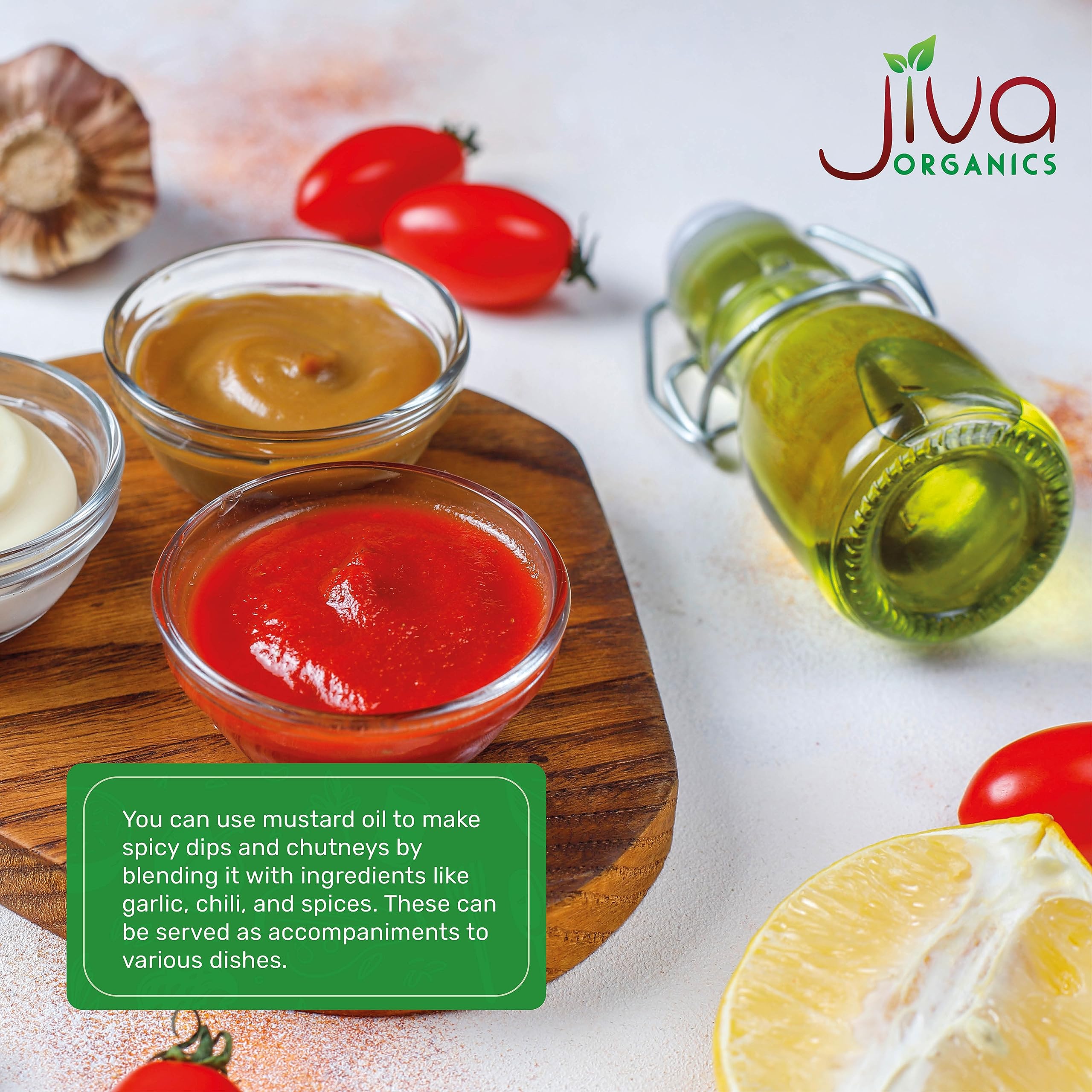 Jiva Organics Mustard Oil packaging highlighting premium organic origin