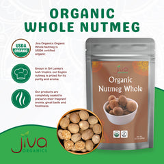 Jiva Organics Nutmeg Freshly Ground for rich flavor in baking.