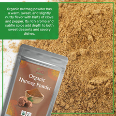 Jiva Organics nutmeg powder ideal for latte spice and desserts