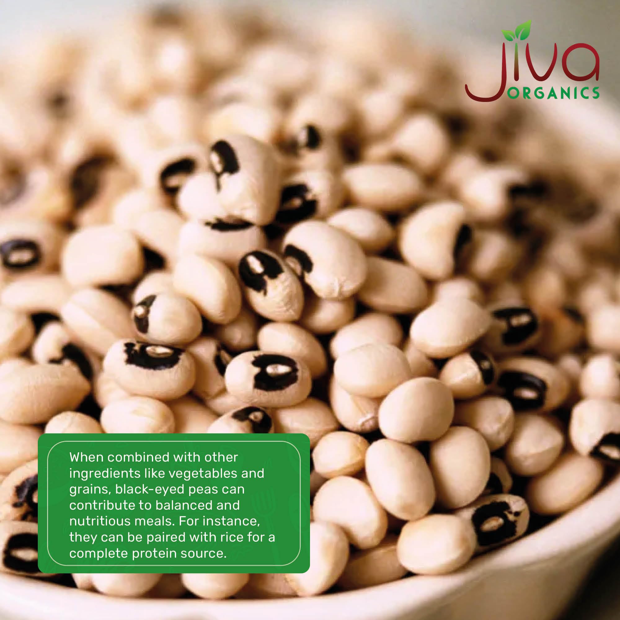 Jiva Organics nutty-creamy-texture black eye peas ready to serve.