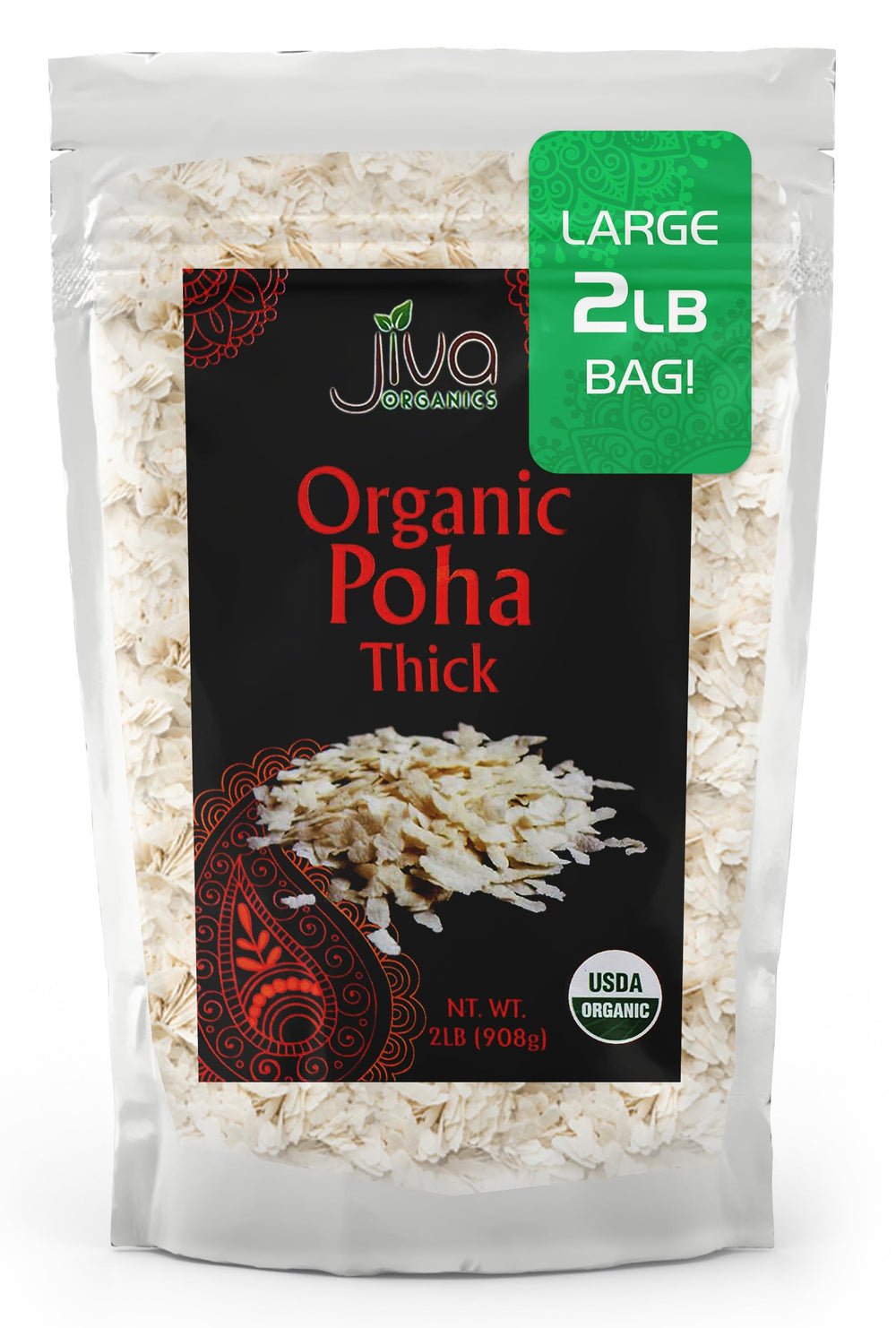 Jiva Organics Poha thick bulk bag for easy pantry storage and bulk meal prep.