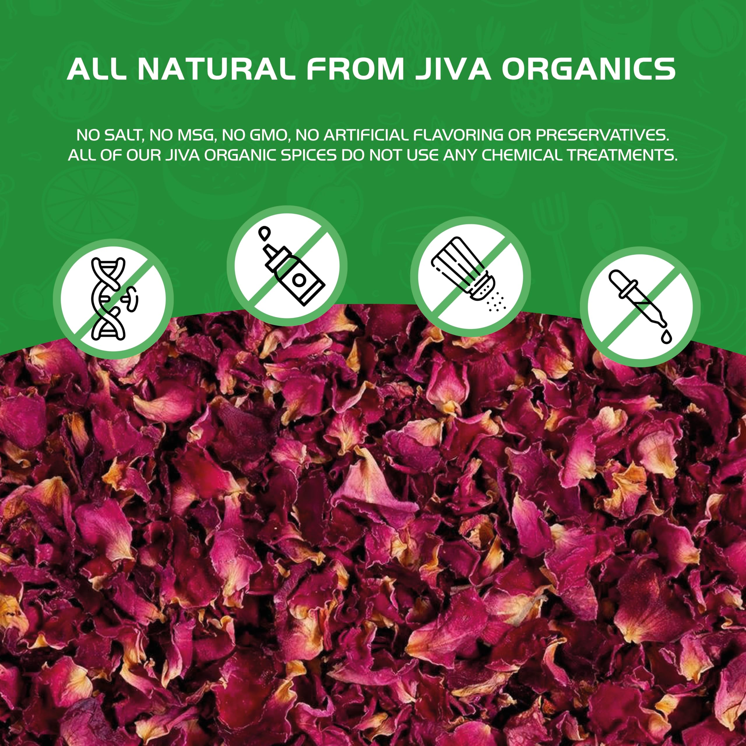 Jiva Organics resealable bag keeps rose petals fresh and ready to use.