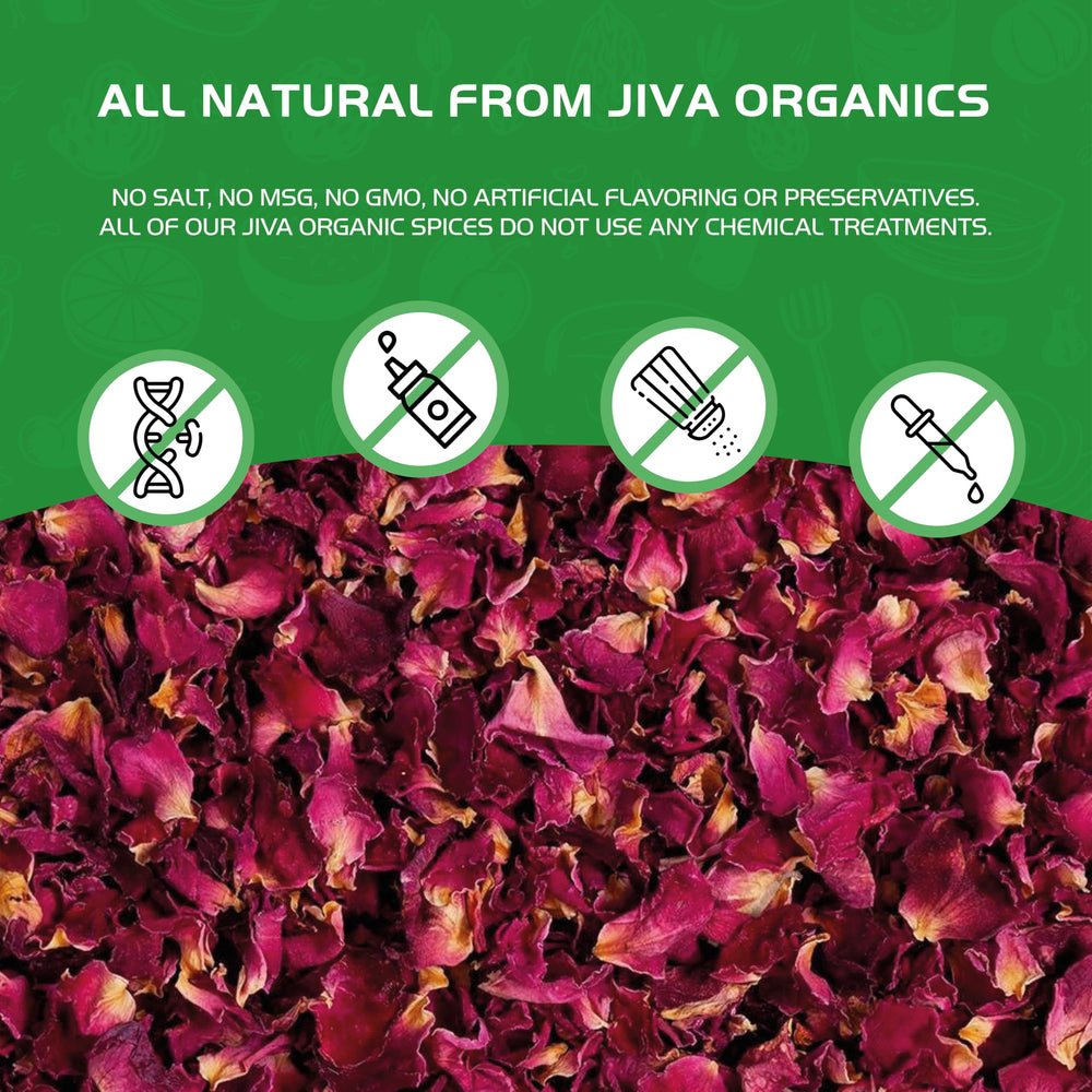 Jiva Organics resealable bag keeps rose petals fresh and ready to use.