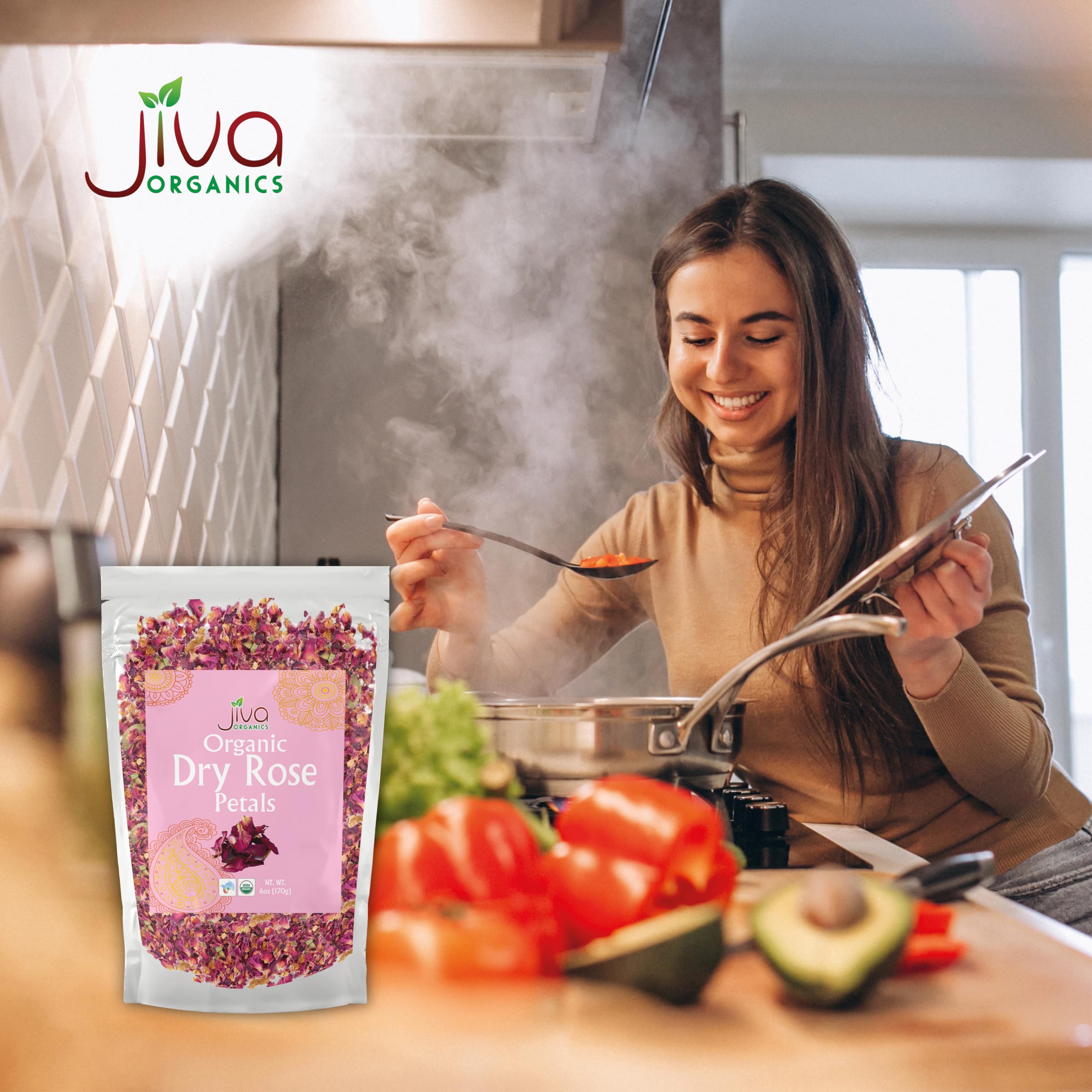 Jiva Organics rose petals for potpourri and home fragrance.