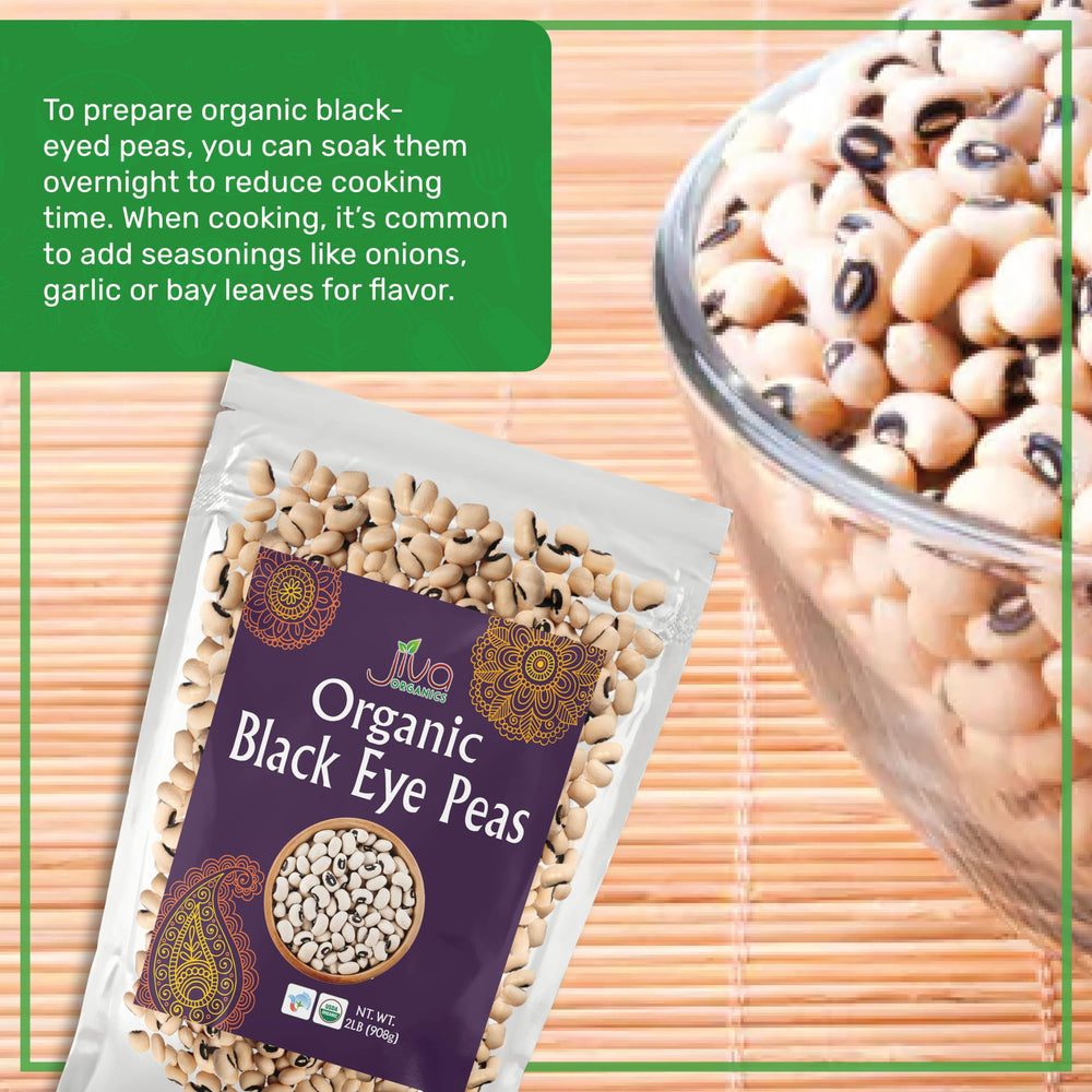 Jiva Organics soaking black eye peas, quick prep for dinner.