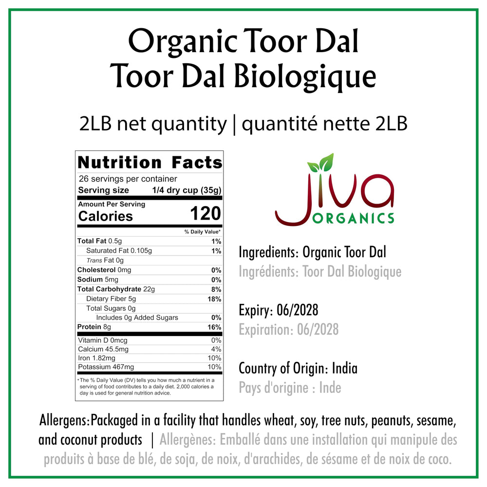 Close-up of Jiva Organics Toor Dal Kori packaging highlighting organic certification