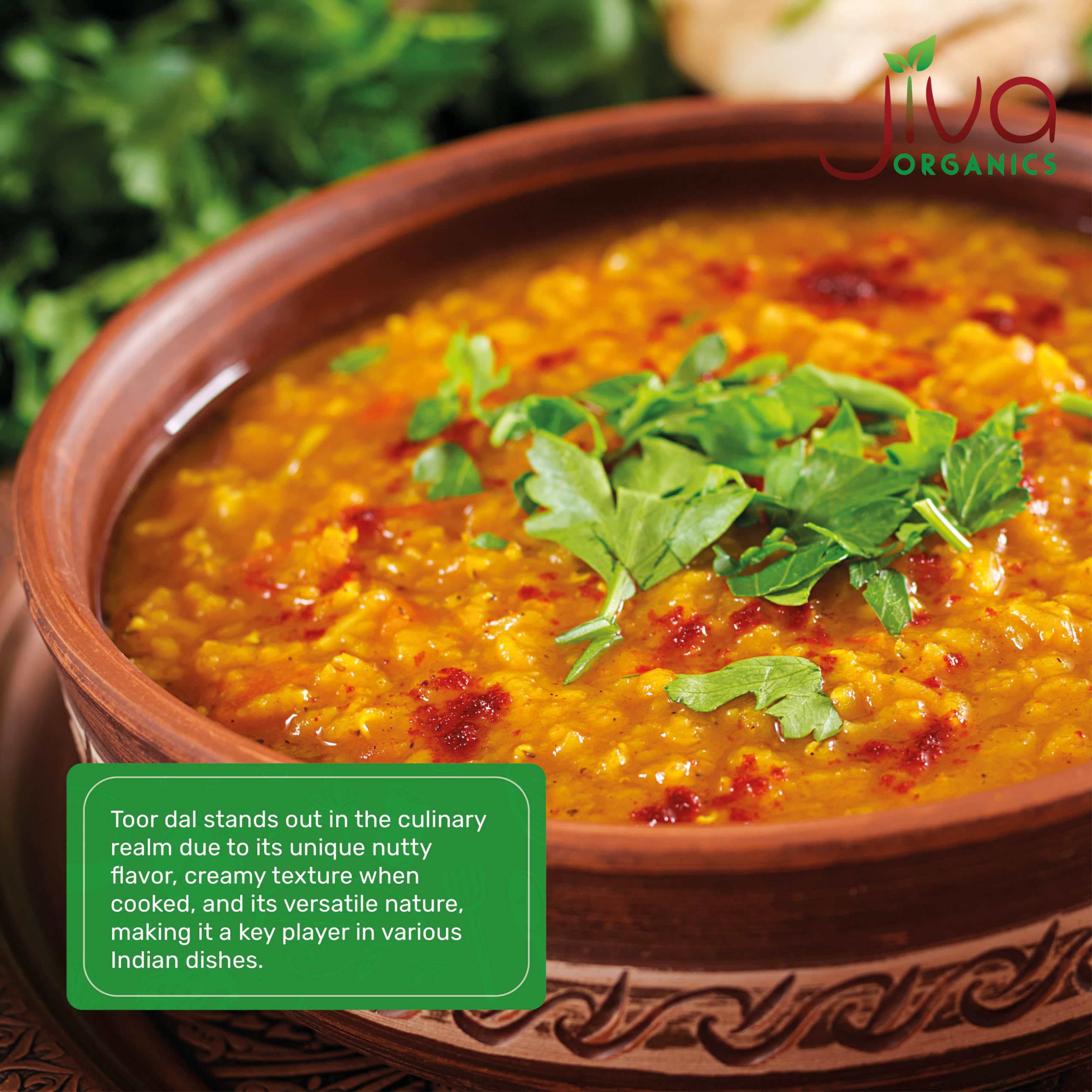 Sambar preparation bowl featuring Jiva Organics Toor Dal Kori