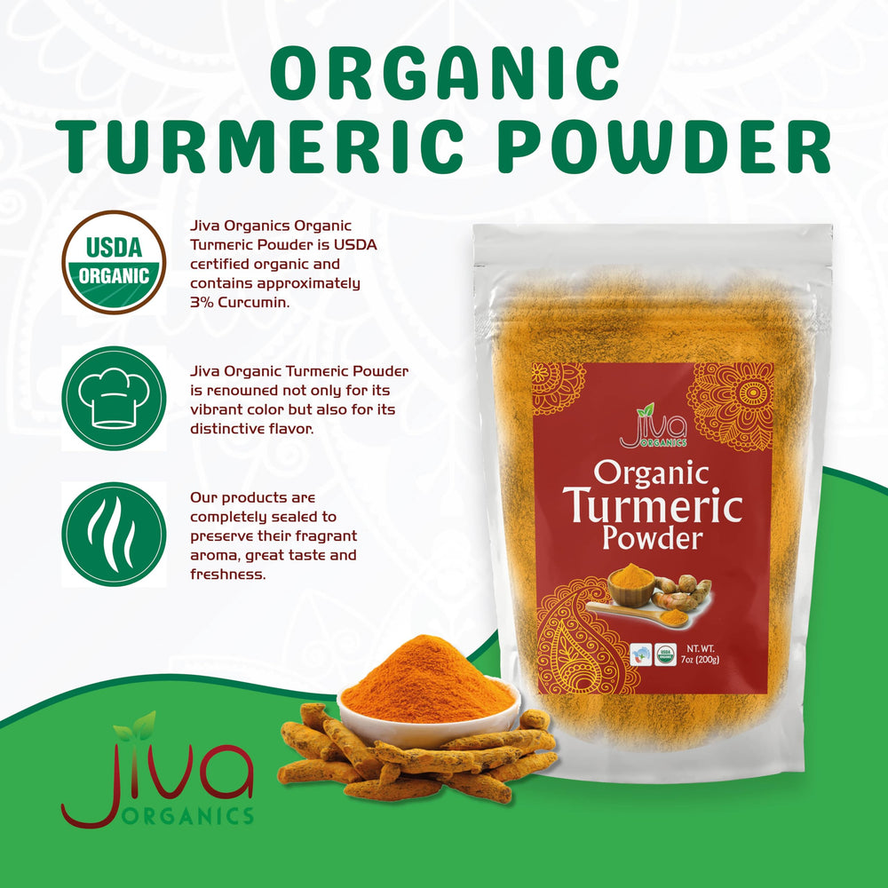 Jiva Organics turmeric powder ground from fresh rhizomes preserves rich color