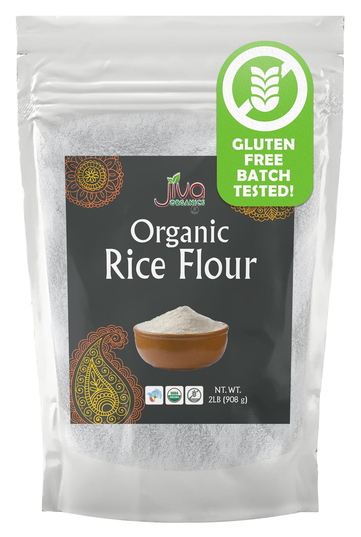 Jiva Organics white rice flour bag for gluten-free baking and versatile cooking