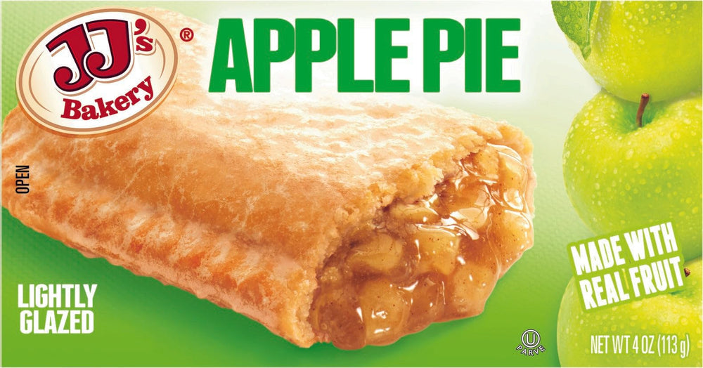 Kosher Parve certified JJ's Bakery apple snack pies for dietary needs.