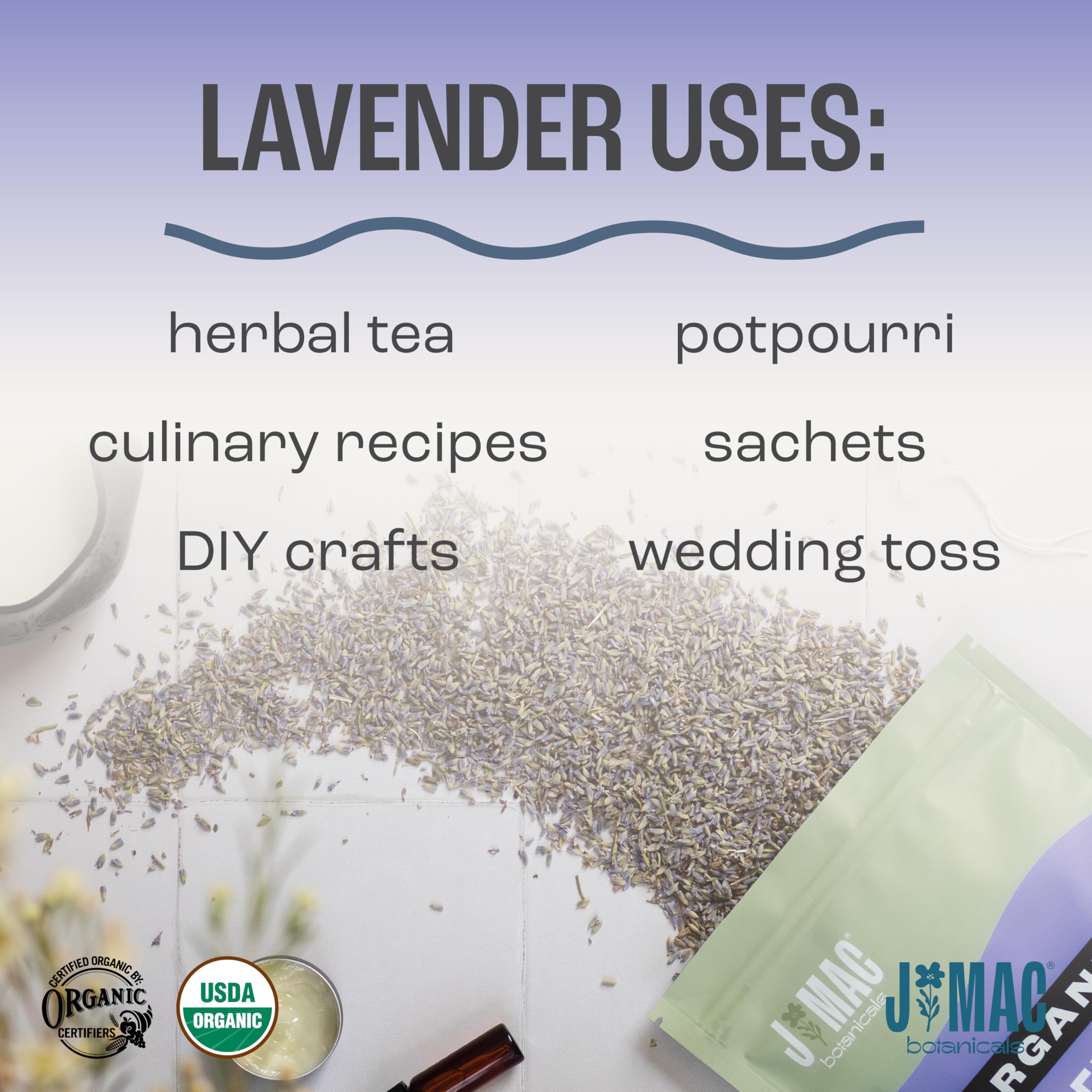 J Mac Botanicals lavender for crafts and DIY skincare, adding calming scent.