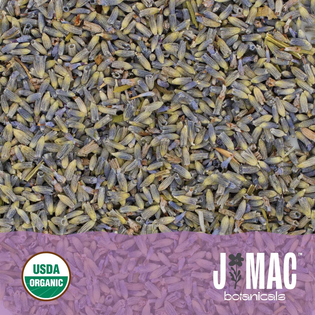 J Mac Botanicals dried lavender for tea blends and relaxing aroma.