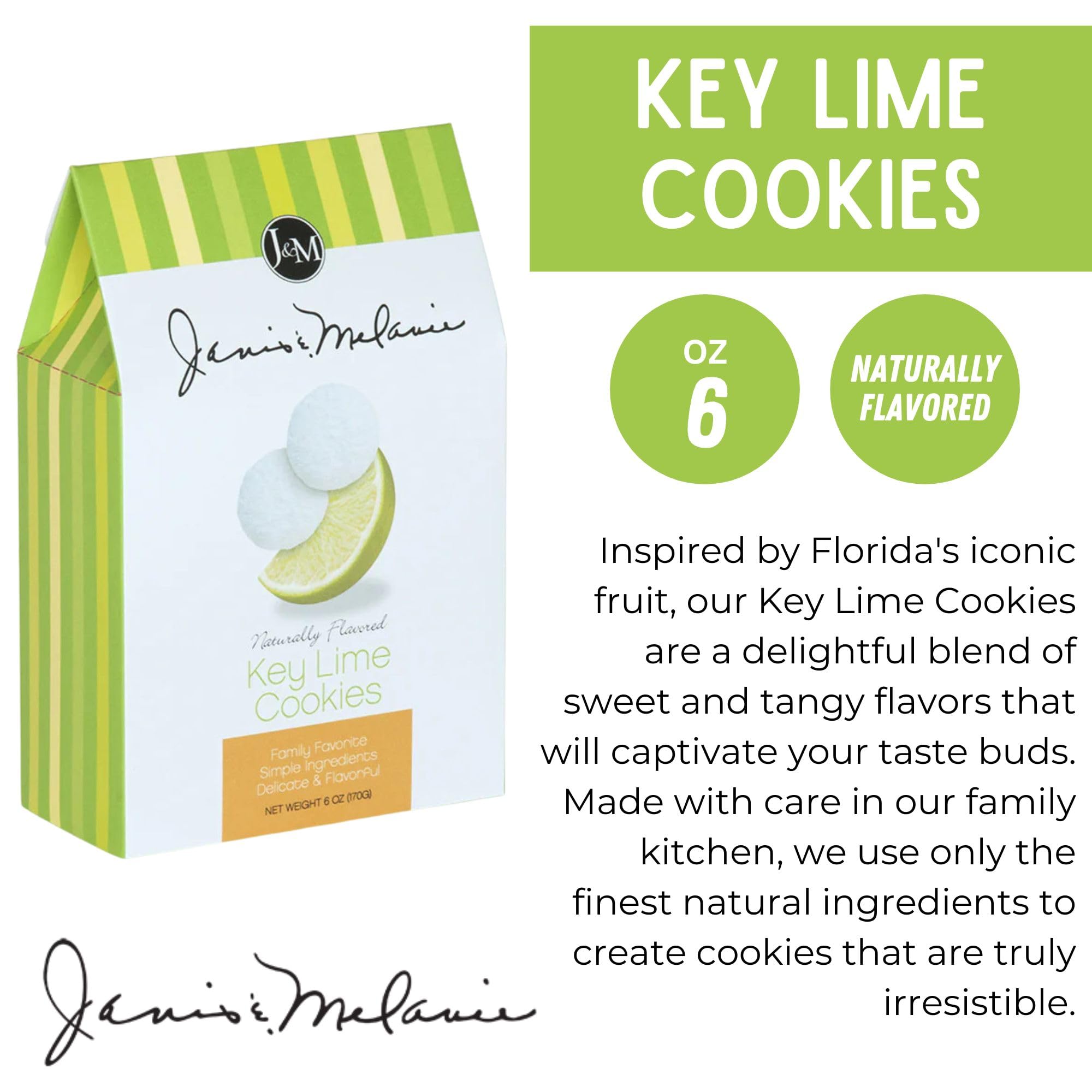 J&amp;M Foods Key Lime Cookies close-up reveals crumb texture and lime zest.