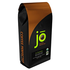 Jo Coffee JO ESPRESSO 2lb packaging with resealable tin-tie preserves freshness