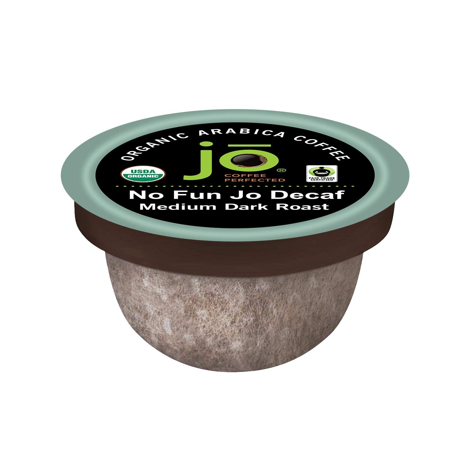 Jo Coffee No Fun Jo Decaf pod front view for easy K-Cup brewing