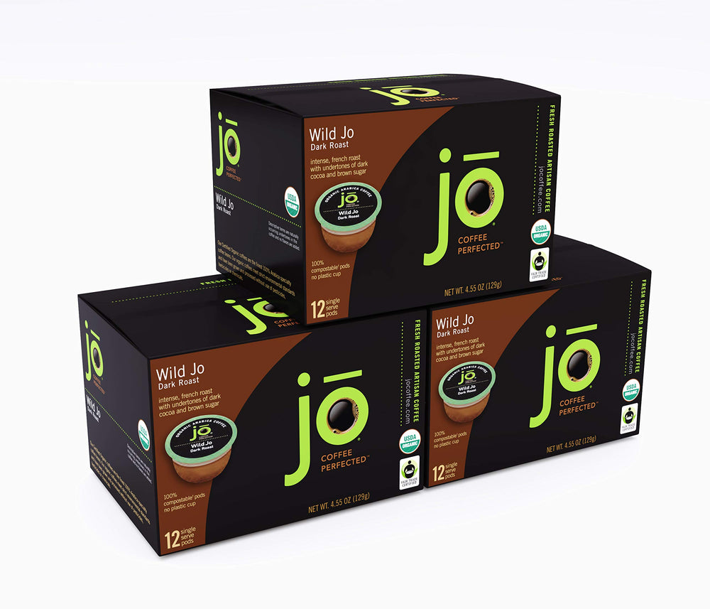 Jo Coffee Wild Jo 36-cup organic pod—sustainable everyday coffee ritual.