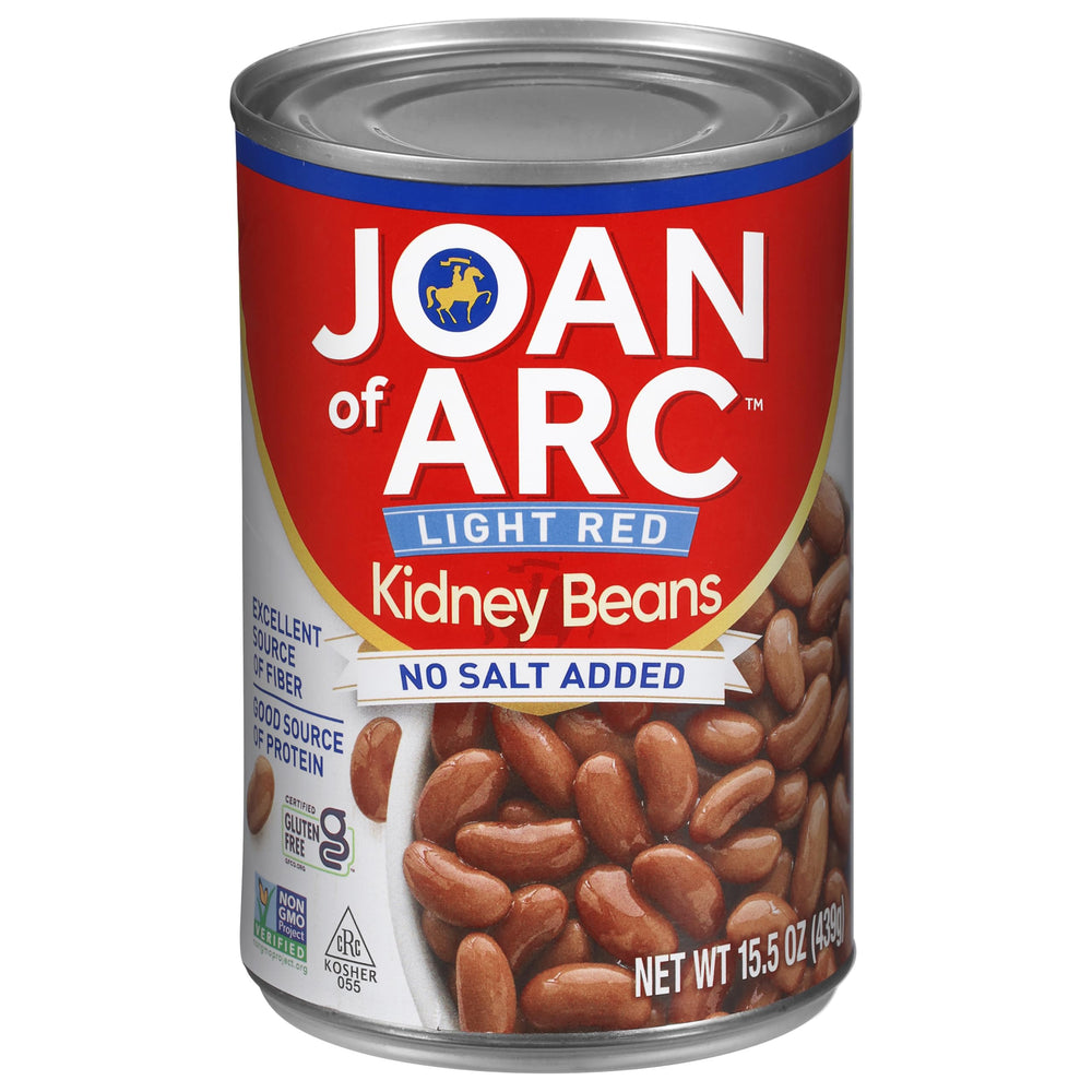 Joan of Arc light red kidney beans in a can for convenient meals.
