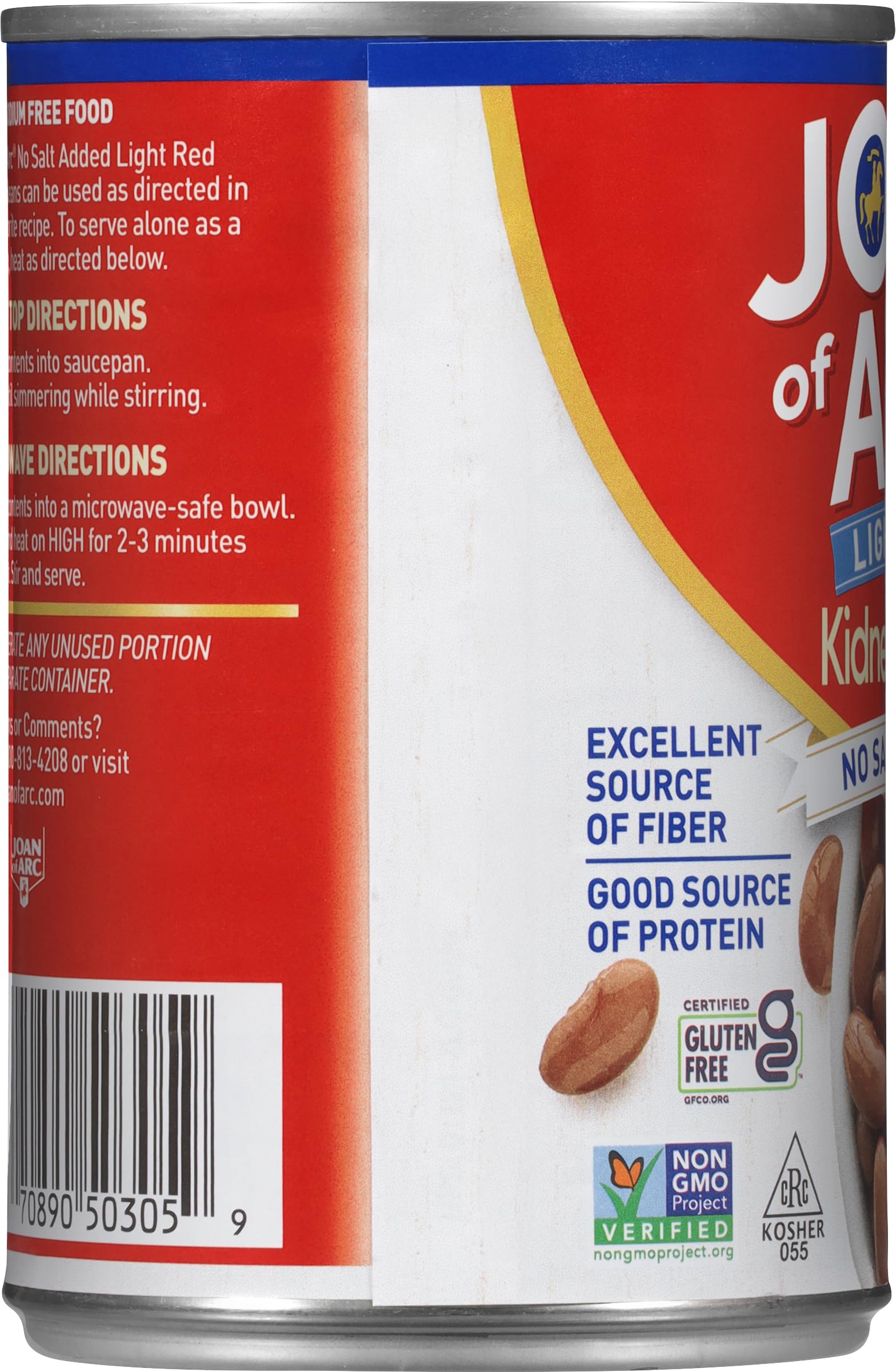 Joan of Arc light red kidney beans served hot with rice for complete protein.