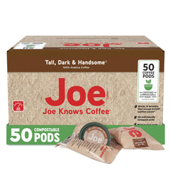 Joe Knows Coffee Tall Dark Handsome pod closeup showing rich, bold flavor.