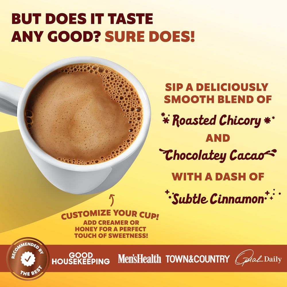 Close-up of cacao, dandelion, and chicory blend in Joey Mushroom Coffee Alternative.