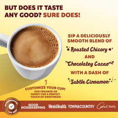 Close-up of cacao, dandelion, and chicory blend in Joey Mushroom Coffee Alternative.