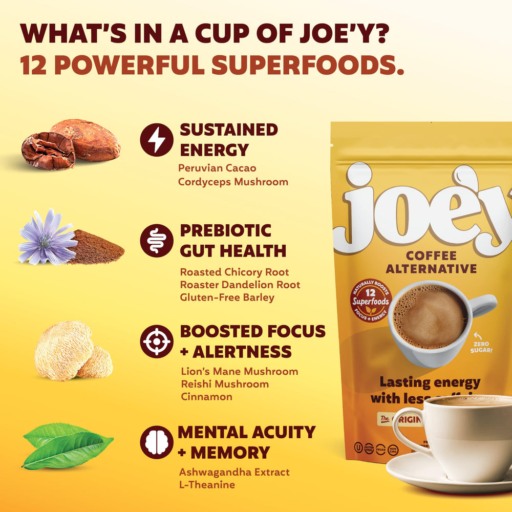 Joe'y chicory cacao blend emphasizing rich chocolatey flavor profile