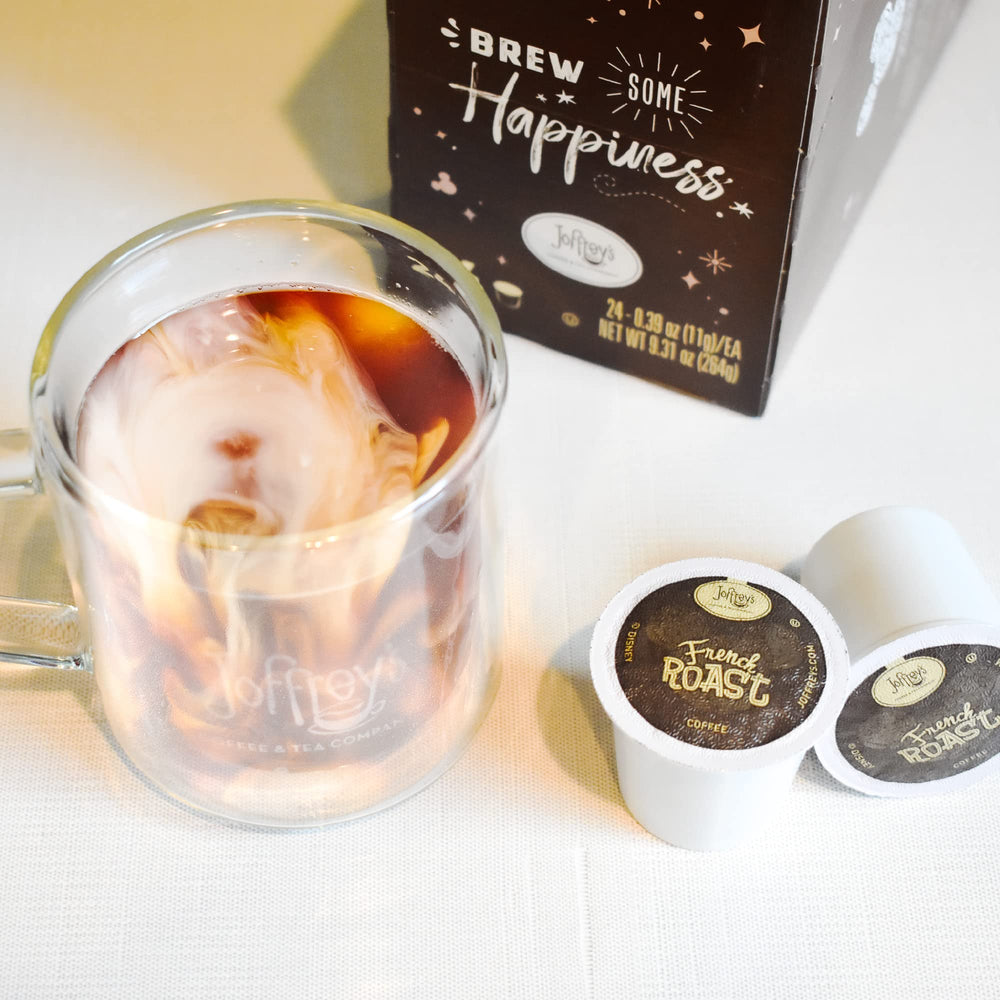 Ground Joffrey's Disney French Roast coffee ready for pour-over