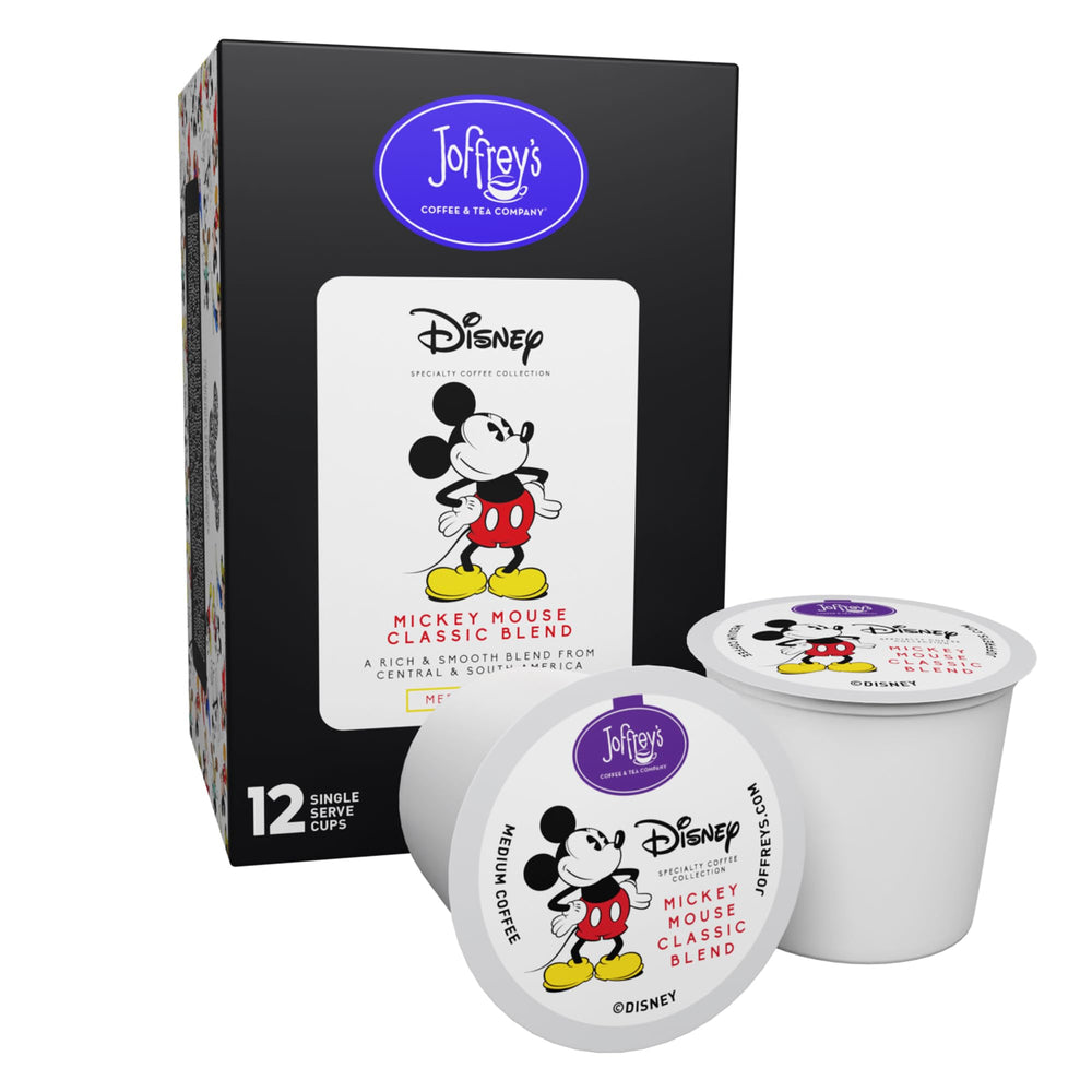 Joffrey's Mickey Mouse Classic Blend pack shot, Disney-inspired premium medium roast for home brewing.
