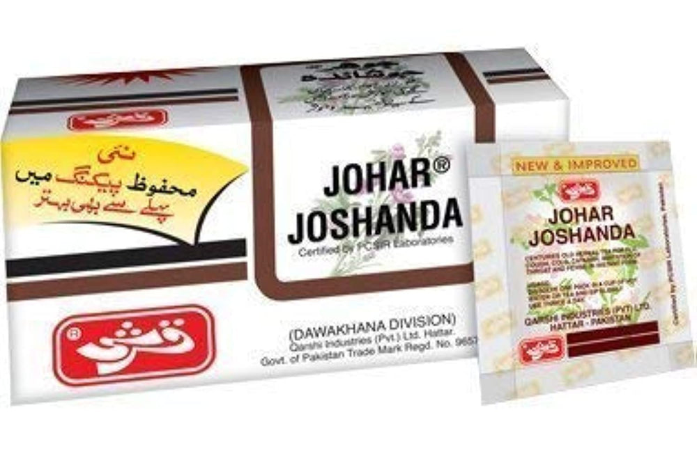 Johar Joshanda tea bags with cup setup for quick warmth