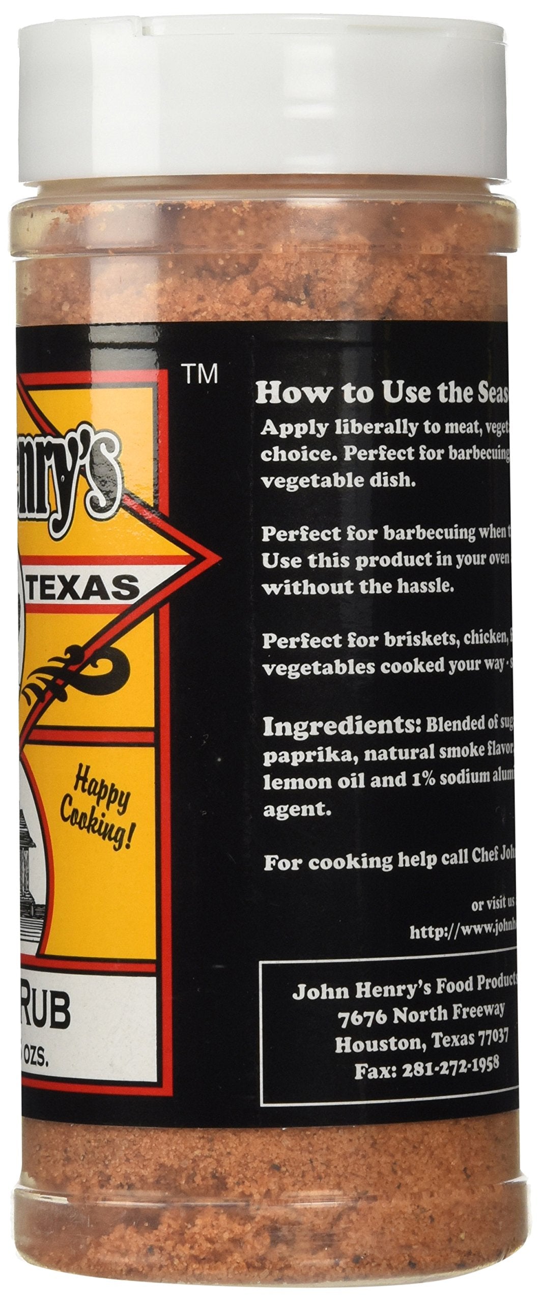 John Henry's Pecan Rub bottle pour: easy to apply on oven or grill.