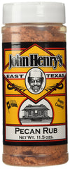 John Henry's Pecan Rub jar: rich aroma and versatile seasoning for many recipes.