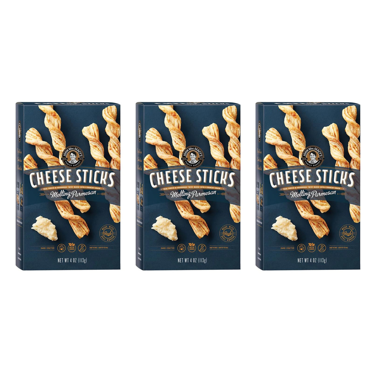 John Wm. Macy's Melting Parmesan CheeseSticks pack ready for quick snacking