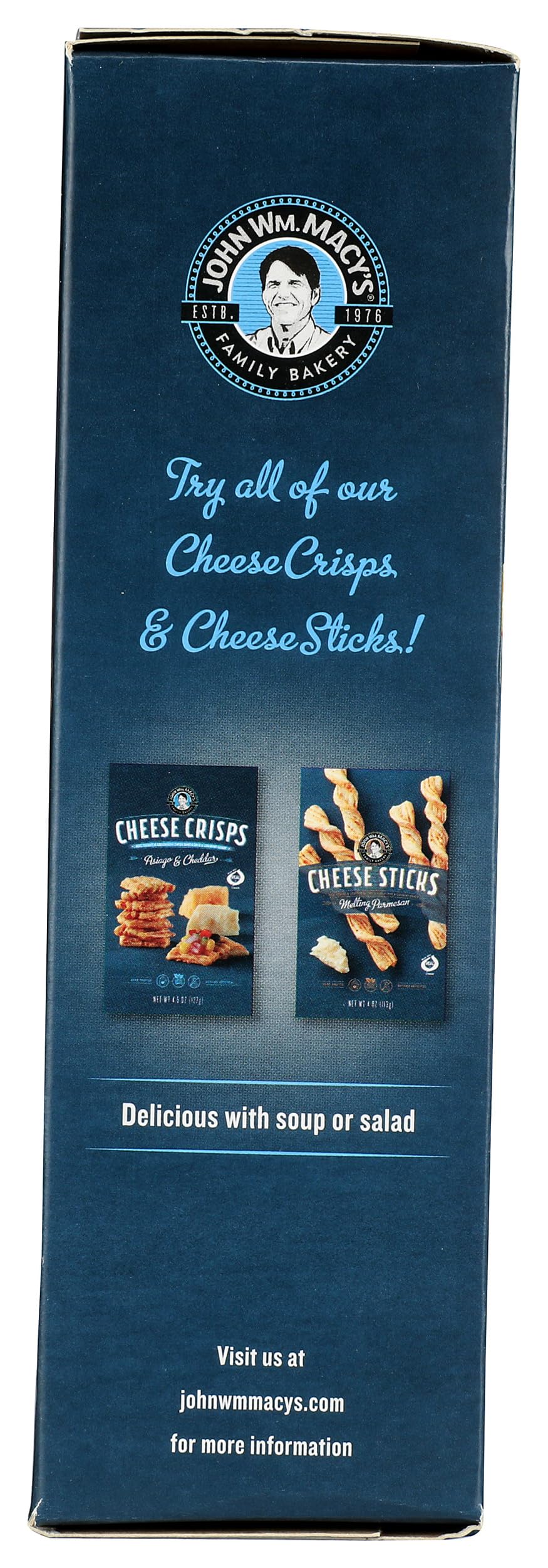 John WM. Macy's Macys Cheesestick Cheddar as a convenient snack for gatherings.