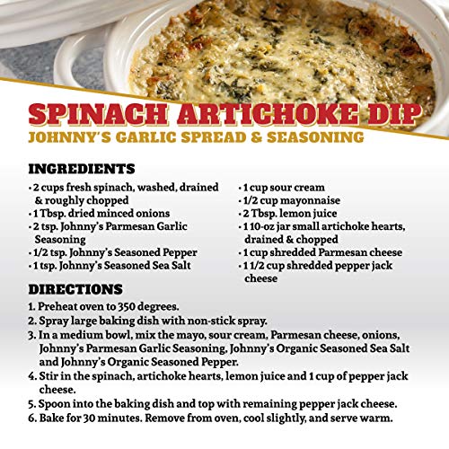 Johnny's Garlic Spread package label highlights USA-made ingredients