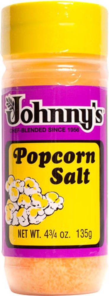 Johnny's Gluten Free POPCORN SALT 2-pack bag front, enhances flavor with light, savory touch.