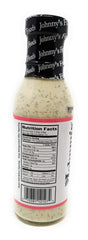 Close-up view of Johnny's Salmon Finishing Sauce label with dill notes.