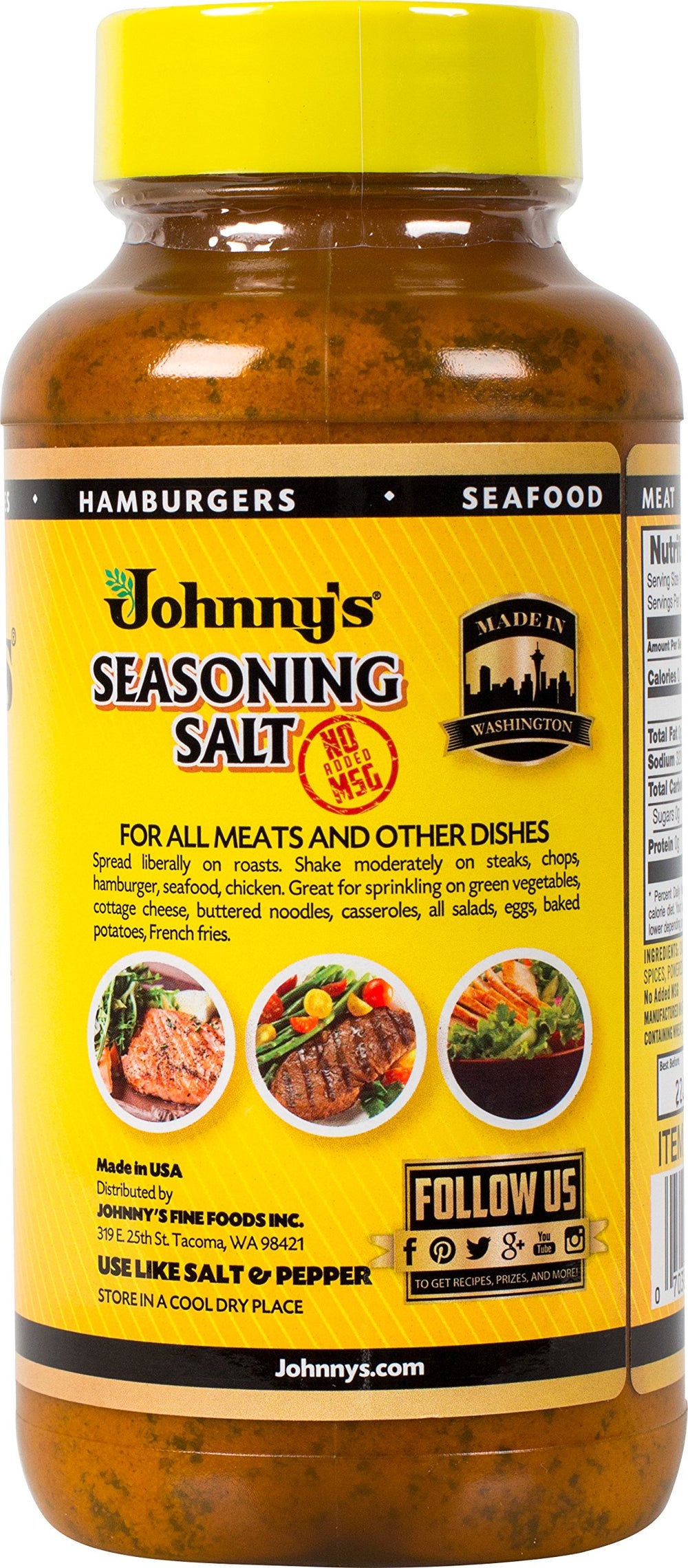 Johnny's Seasoning Salt on kitchen counter for quick, even flavoring