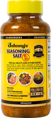 Johnny's Seasoning Salt on kitchen counter for quick, even flavoring