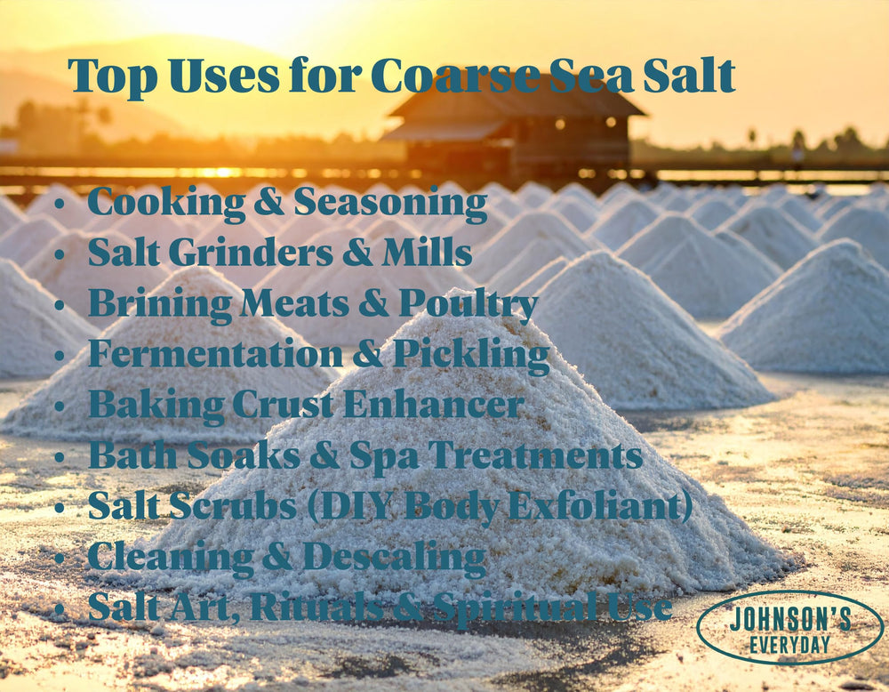 Johnson's Everyday coarse sea salt finishing steak adds mineral brightness