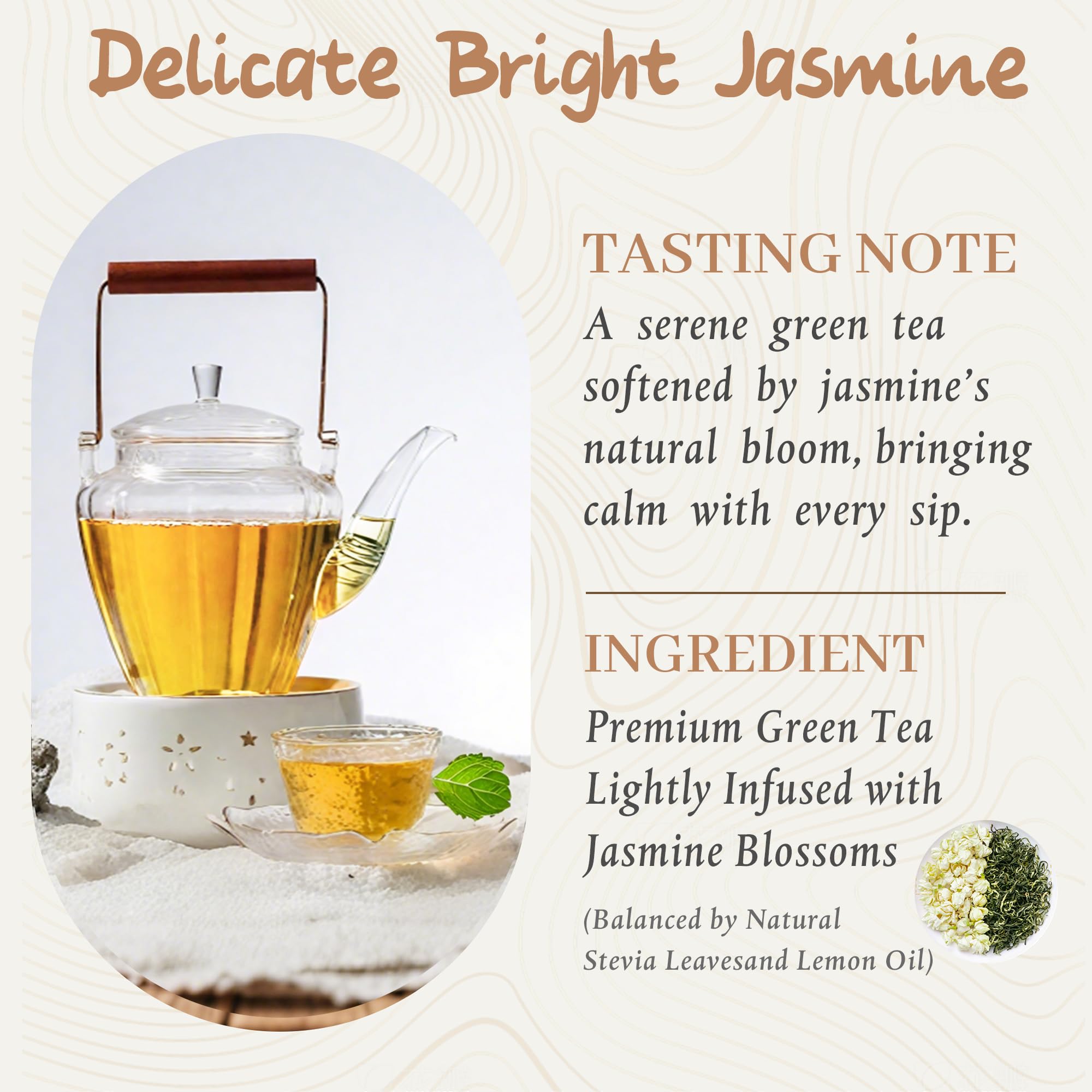 Johou Jasmine Green Tea Pods tea leaves close-up showing premium quality.