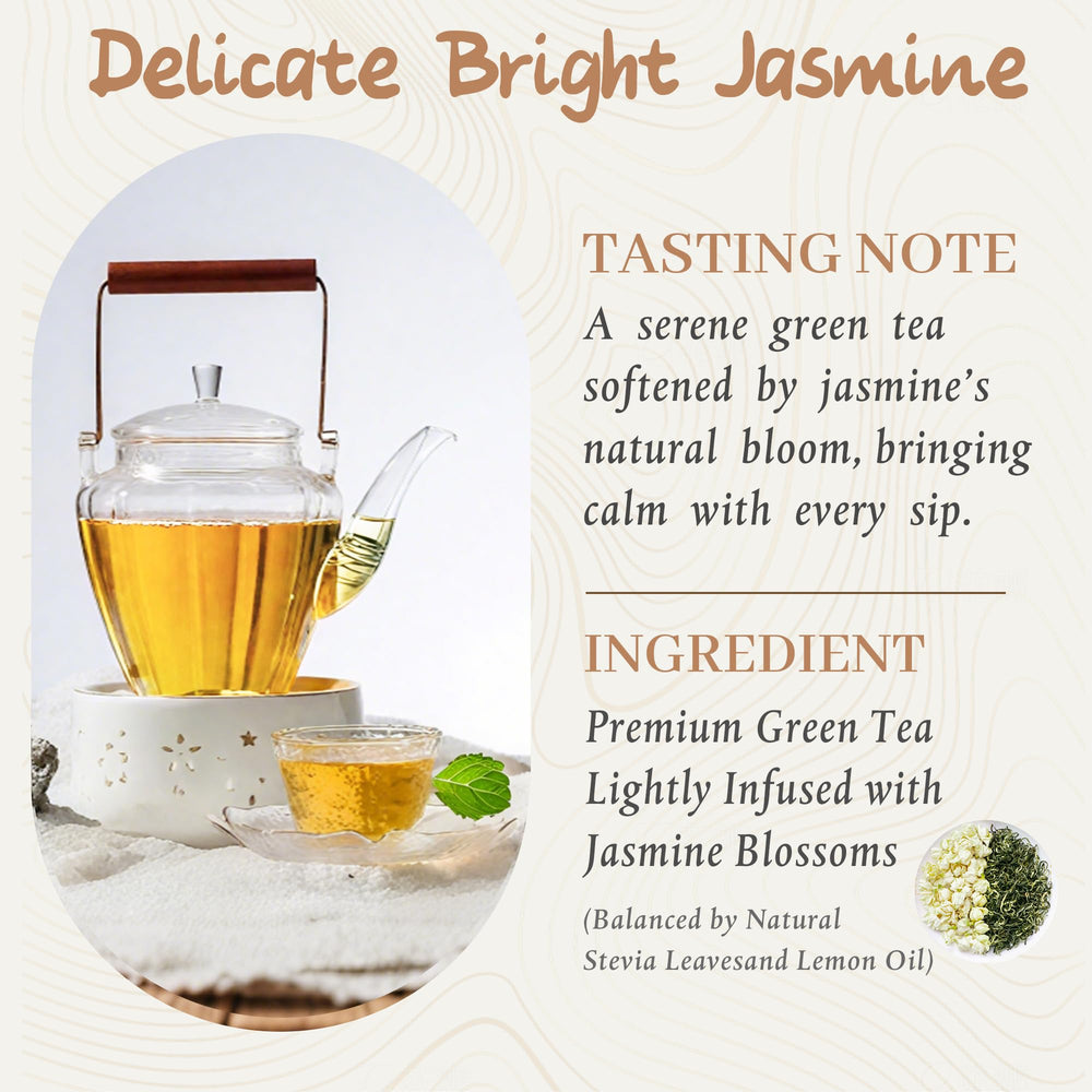 Johou Jasmine Green Tea Pods tea leaves close-up showing premium quality.