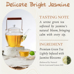 Johou Jasmine Green Tea Pods tea leaves close-up showing premium quality.