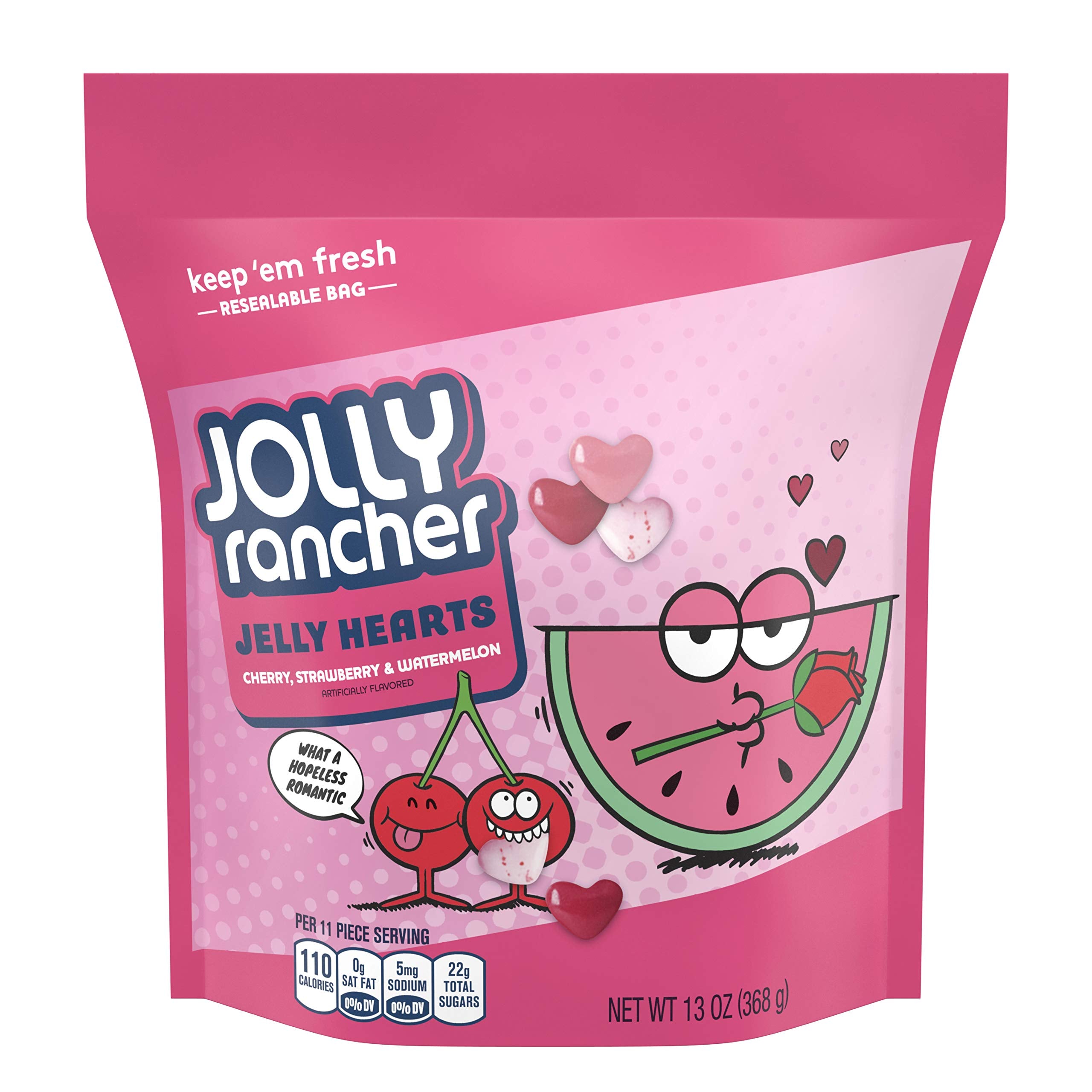 Jolly Rancher Jelly Hearts bag front view for sharing colorful Valentine candy
