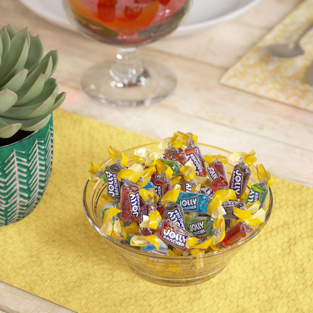 Close-up of Jolly Rancher green apple candies crisp and tangy