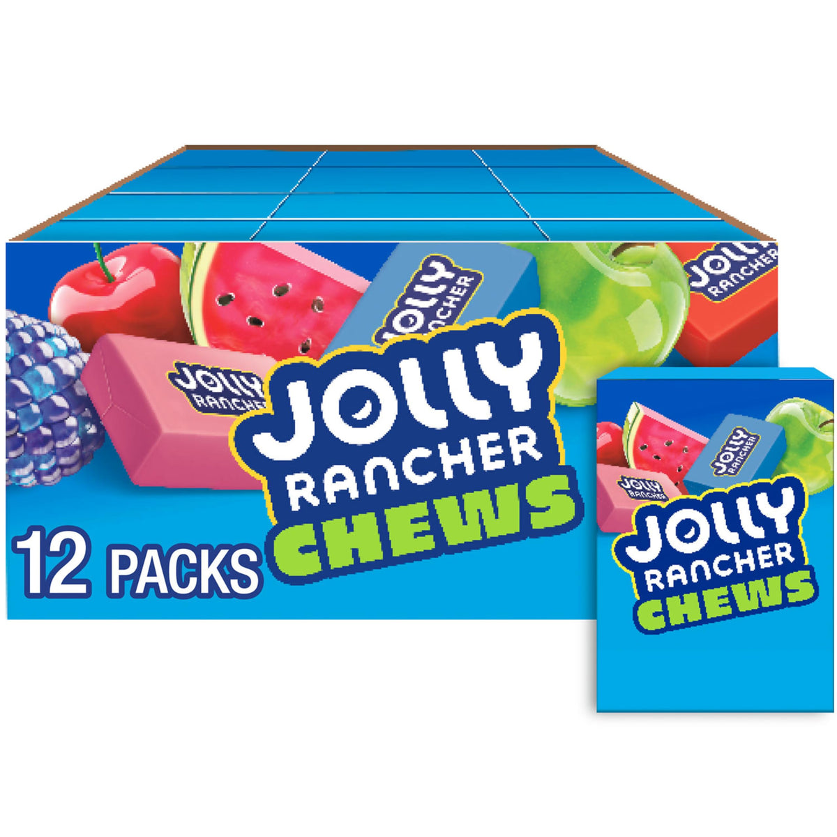 JOLLY RANCHER Chews 12-count box packaging signals convenient snacking.