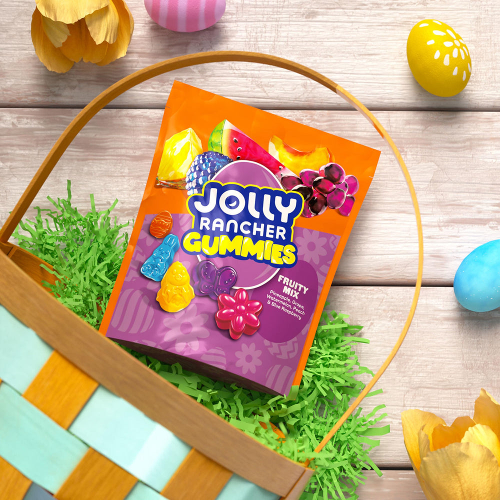 Jolly Rancher Blue Raspberry gummies close-up, bold color for festive bites