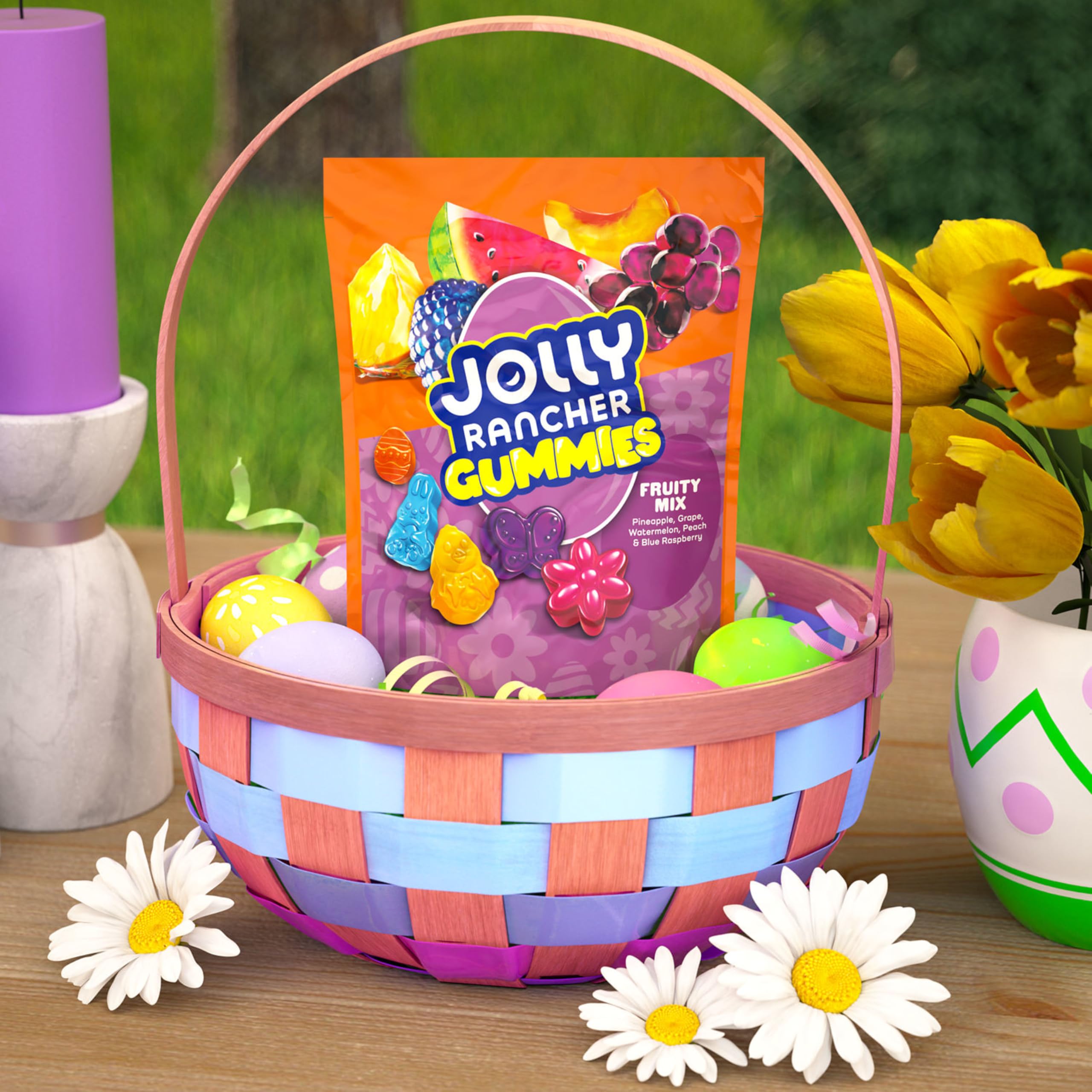Jolly Rancher Peach gummies close-up, sunny flavor for light indulgence