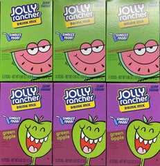 Jolly Rancher Green Apple sugar-free drink mix in a box with a refreshing flavor cue