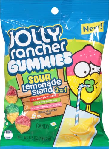 Jolly Rancher Gummies 2 in 1 Lemonade label showing dual flavor concept.