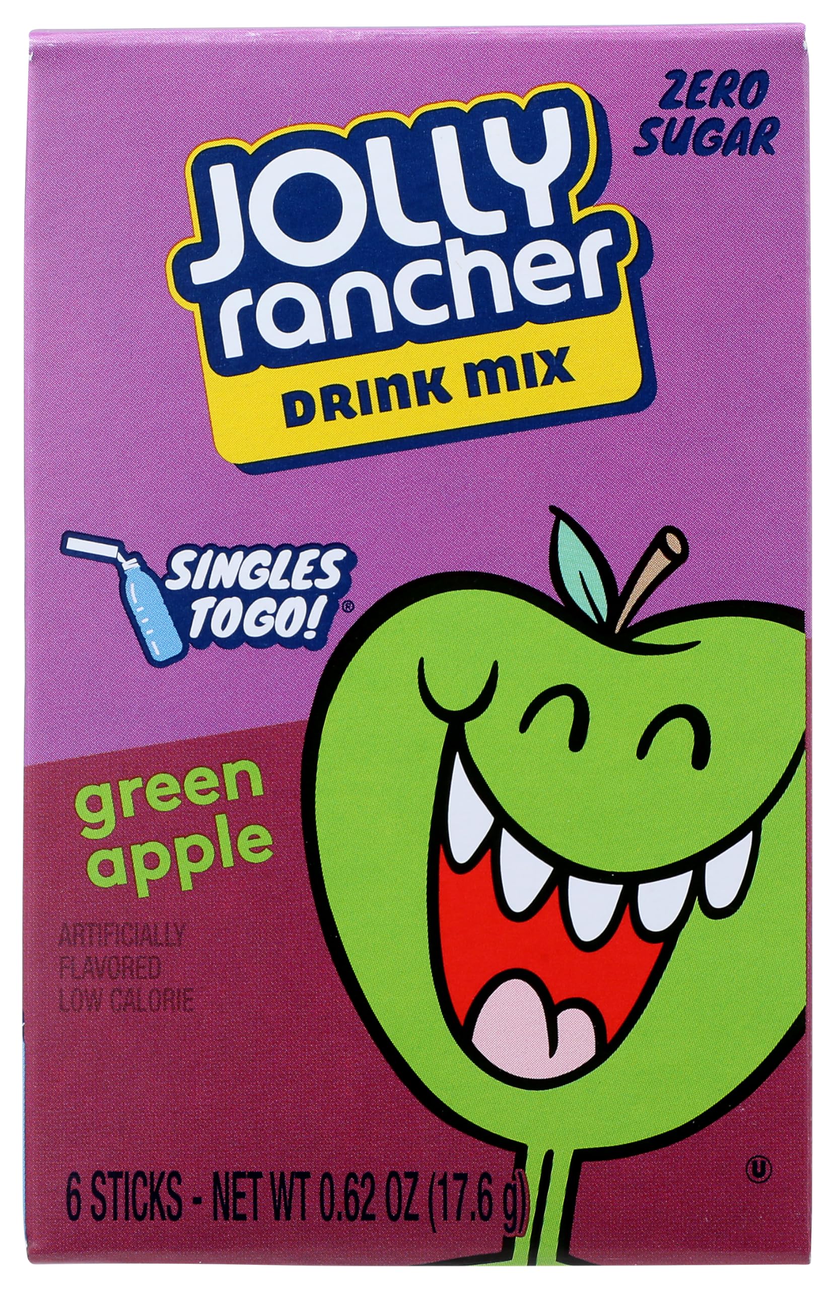 Jolly Rancher Singles-To-Go green apple drink mix box for on-the-go flavor.
